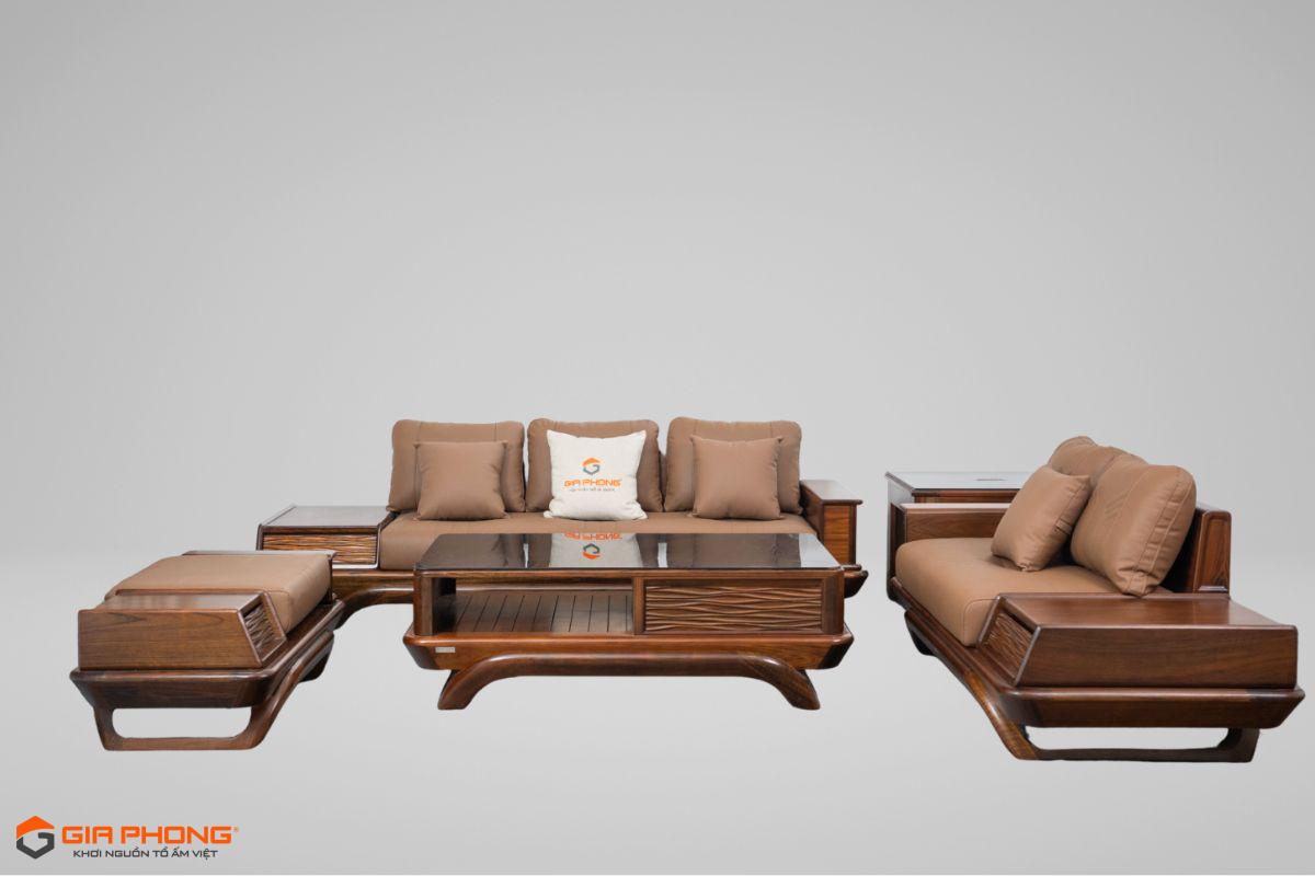 Bàn khách veneer Mun chân uốn BKGMCU-VT