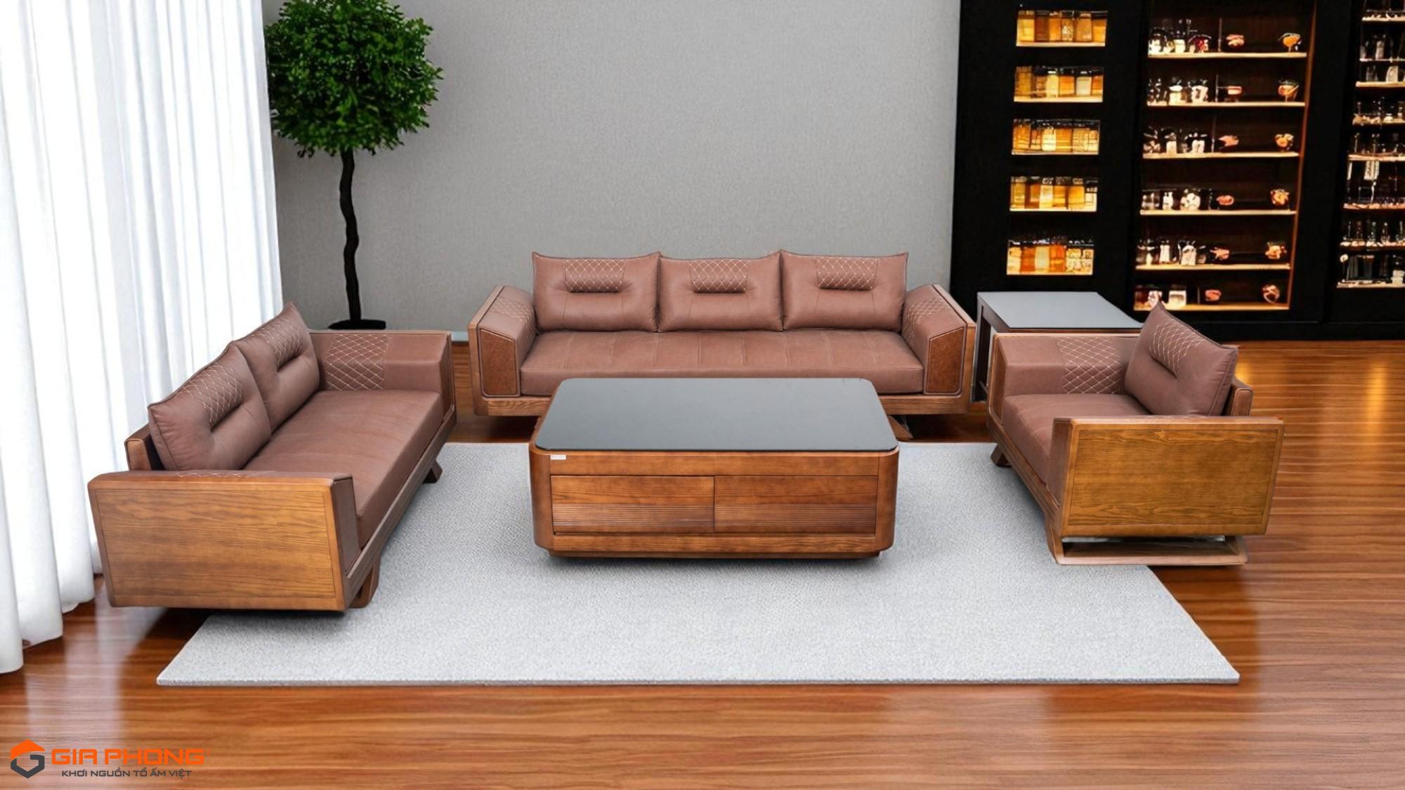 Sofa gỗ sồi Đức 258 – đỉnh cao thiết kế phòng khách hiện đại
