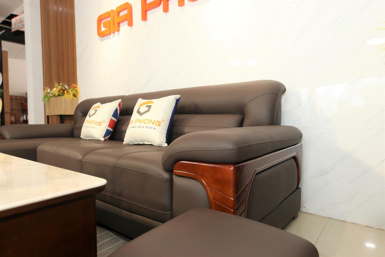 Sofa da tay bọc gỗ SF019