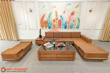 99+ Mẫu ghế sofa gỗ chữ L cho phòng khách đẹp, sang trọng - 13